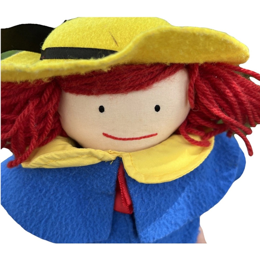 1990 Eden Madeline‎ Plush Doll 15" Coat Yellow Hat Plaid Dress Dressable Vintage